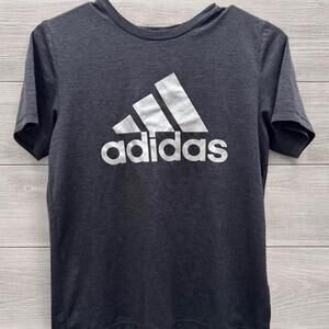 Adidas Dark Gray Logo Athletic T-Shirt   - Size Youth Medium